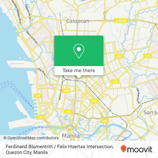 Ferdinand Blumentritt / Felix Huertas Intersection, Quezon City map