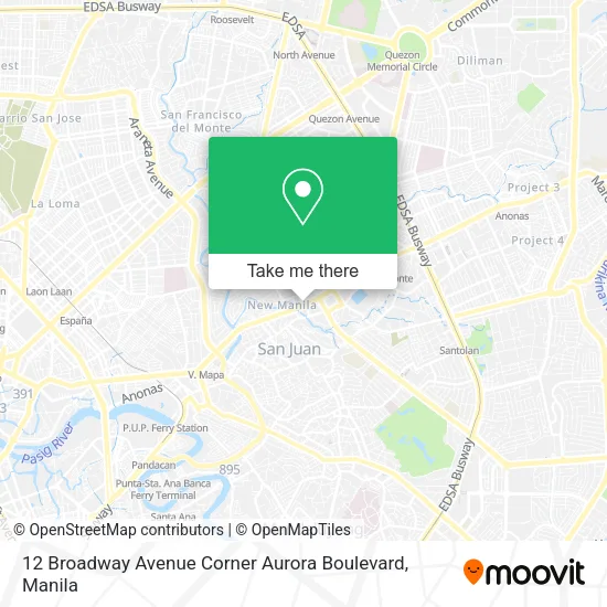 12 Broadway Avenue Corner Aurora Boulevard map