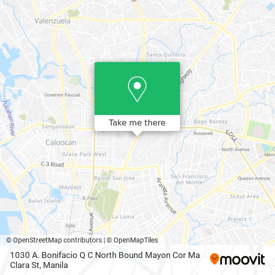 1030 A. Bonifacio Q C North Bound Mayon Cor Ma Clara St map