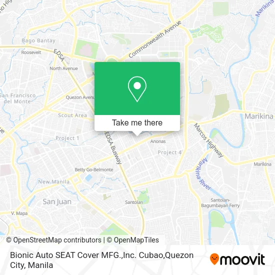 Bionic Auto SEAT Cover MFG.,Inc. Cubao,Quezon City map