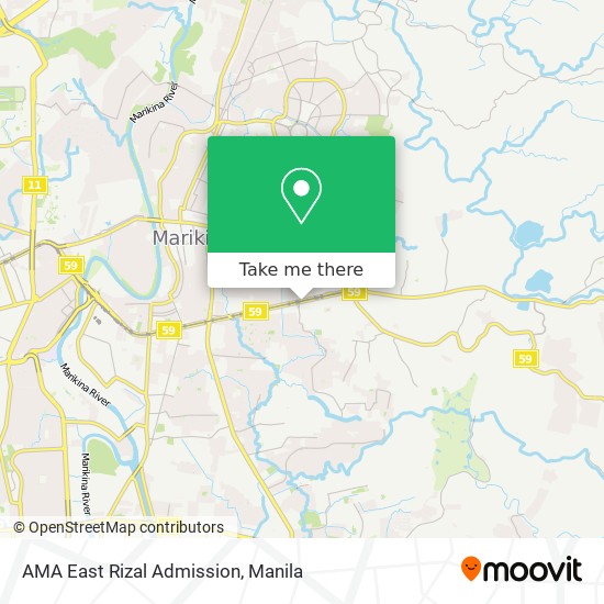 AMA East Rizal Admission map