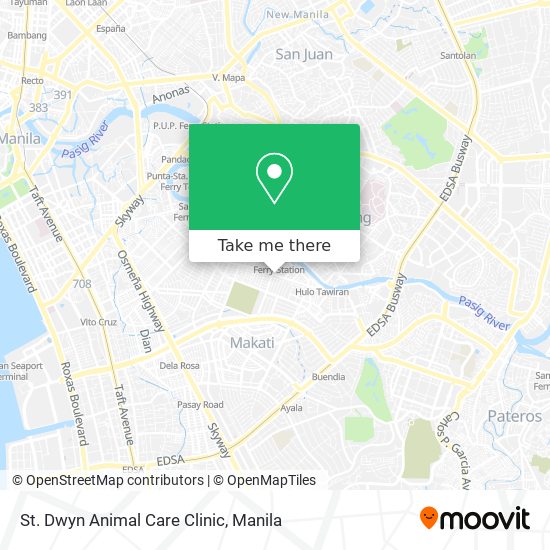 How to get to St. Dwyn Animal Care Clinic in Makati City by Bus or Train?