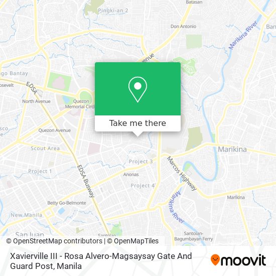 Xavierville III - Rosa Alvero-Magsaysay Gate And Guard Post map
