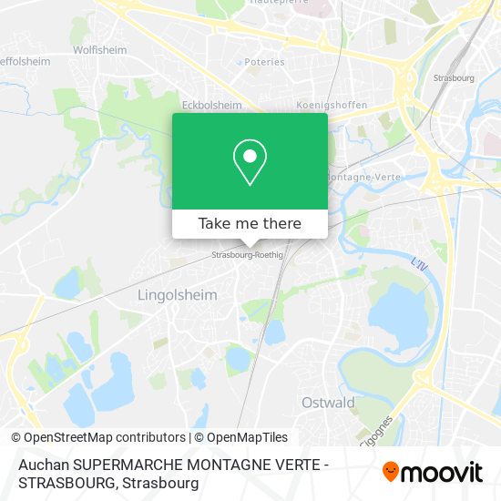 Mapa Auchan SUPERMARCHE MONTAGNE VERTE - STRASBOURG