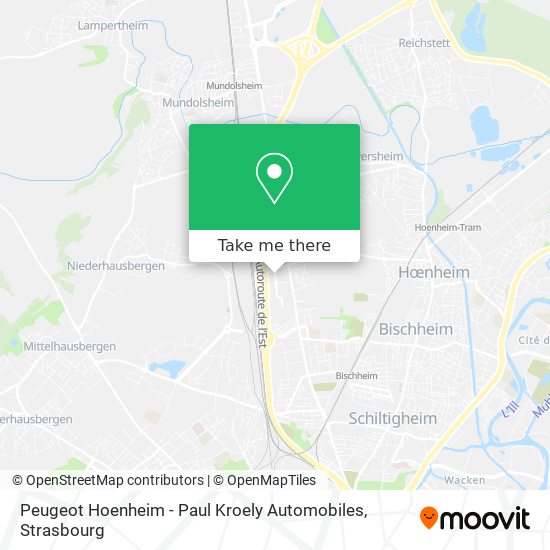 Peugeot Hoenheim - Paul Kroely Automobiles map