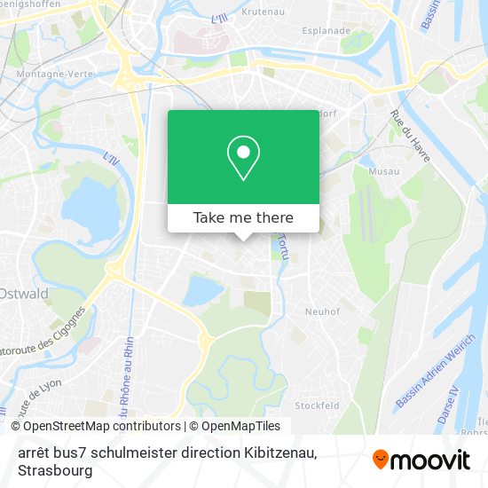 Mapa arrêt bus7 schulmeister direction Kibitzenau