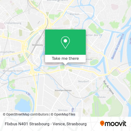 Flixbus N401 Strasbourg - Venice map