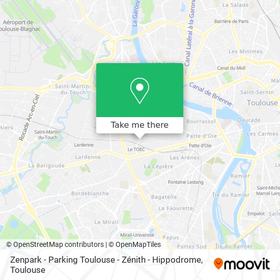 Mapa Zenpark - Parking Toulouse - Zénith - Hippodrome