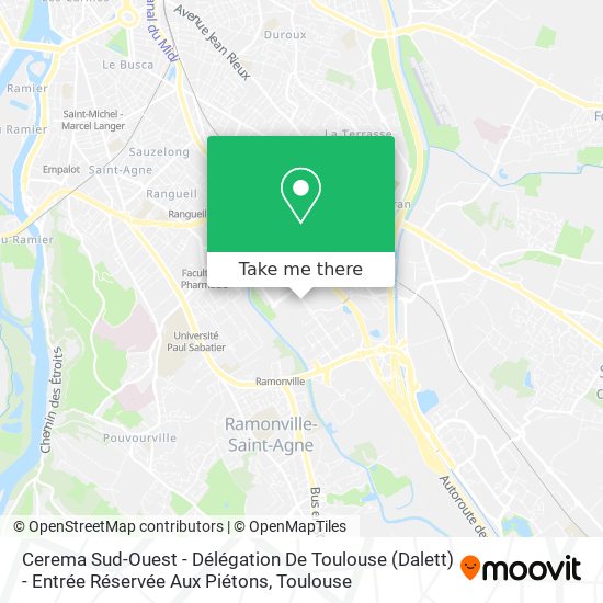 Cerema Sud-Ouest - Délégation De Toulouse (Dalett) - Entrée Réservée Aux Piétons map