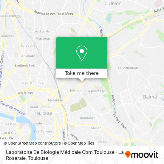 Laboratoire De Biologie Médicale Cbm Toulouse - La Roseraie map