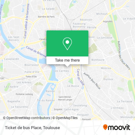 Ticket de bus Place map