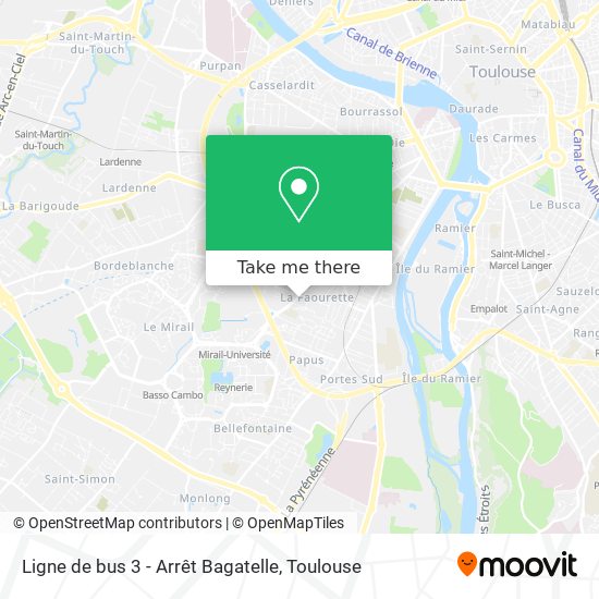 Mapa Ligne de bus 3 - Arrêt Bagatelle