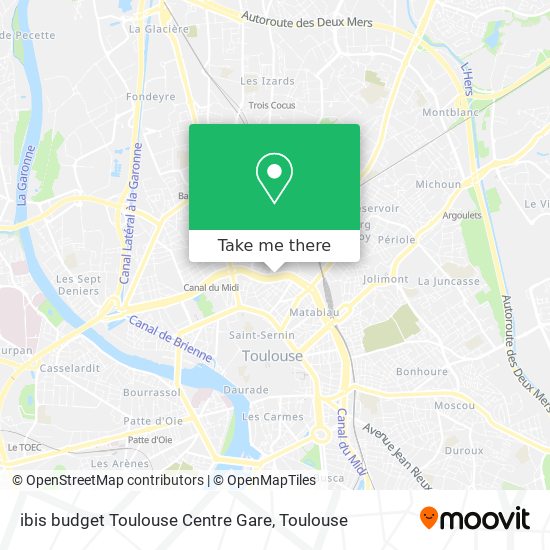 Mapa ibis budget Toulouse Centre Gare