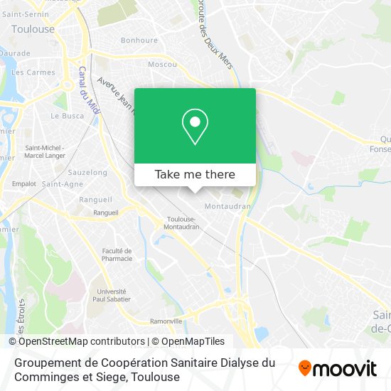 Mapa Groupement de Coopération Sanitaire Dialyse du Comminges et Siege