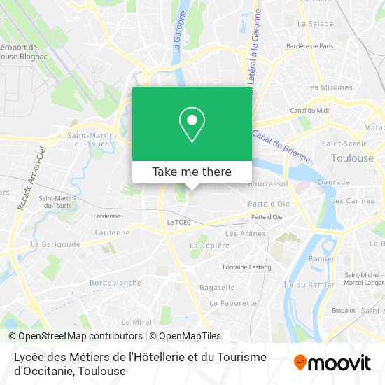 Mapa Lycée des Métiers de l'Hôtellerie et du Tourisme d'Occitanie