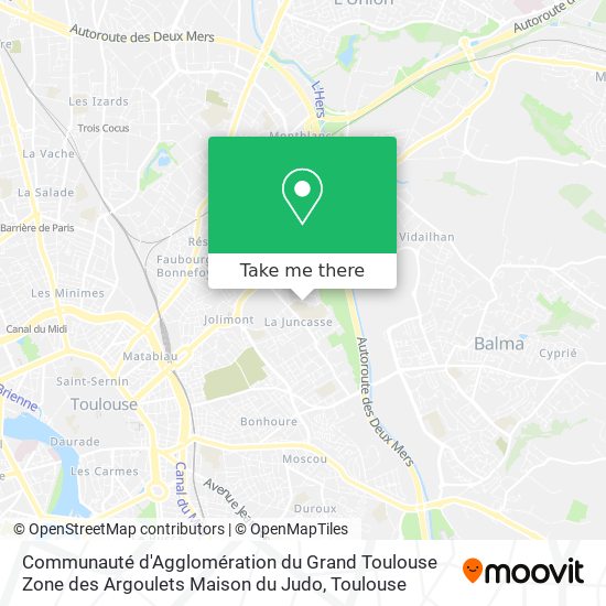 Mapa Communauté d'Agglomération du Grand Toulouse Zone des Argoulets Maison du Judo