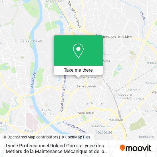 Mapa Lycée Professionnel Roland Garros-Lycée des Métiers de la Maintenance Mécanique et de la Productiqu