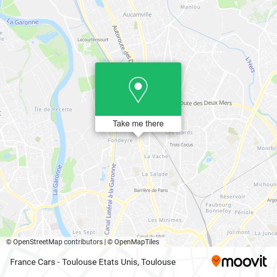 France Cars - Toulouse Etats Unis map