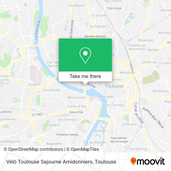 Vélô Toulouse Sejourne Amidonniers map