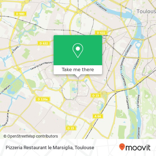 Mapa Pizzeria Restaurant le Marsiglia, 5 Rue de l'Université du Mirail 31100 Toulouse
