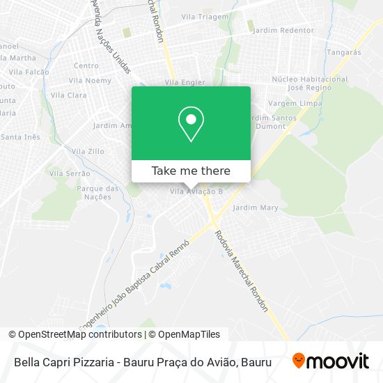 Mapa Bella Capri Pizzaria - Bauru Praça do Avião