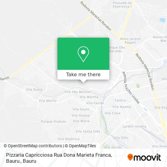 Pizzaria Capricciosa Rua Dona Marieta Franca, Bauru. map