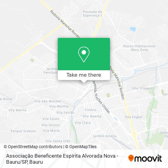 Associação Beneficente Espírita Alvorada Nova - Bauru / SP map