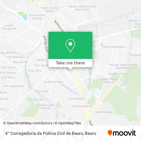 Mapa 4° Corregedoria da Polícia Civil de Bauru