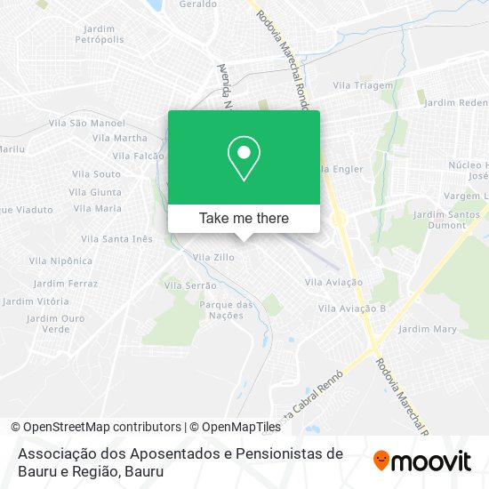 Mapa Associação dos Aposentados e Pensionistas de Bauru e Região