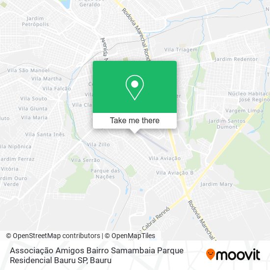 Mapa Associação Amigos Bairro Samambaia Parque Residencial Bauru SP