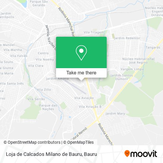 Mapa Loja de Calcados Milano de Bauru