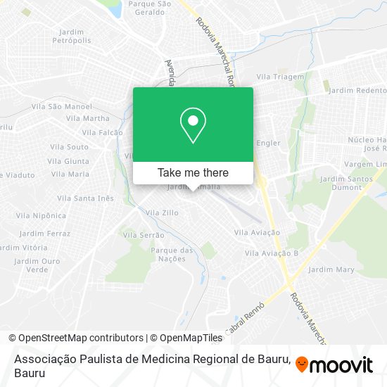 Mapa Associação Paulista de Medicina Regional de Bauru