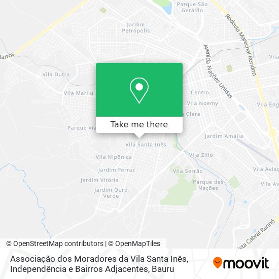 Mapa Associação dos Moradores da Vila Santa Inês, Independência e Bairros Adjacentes