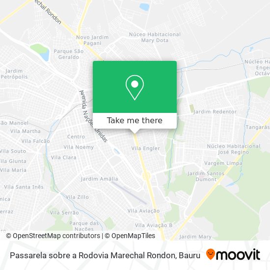 Mapa Passarela sobre a Rodovia Marechal Rondon
