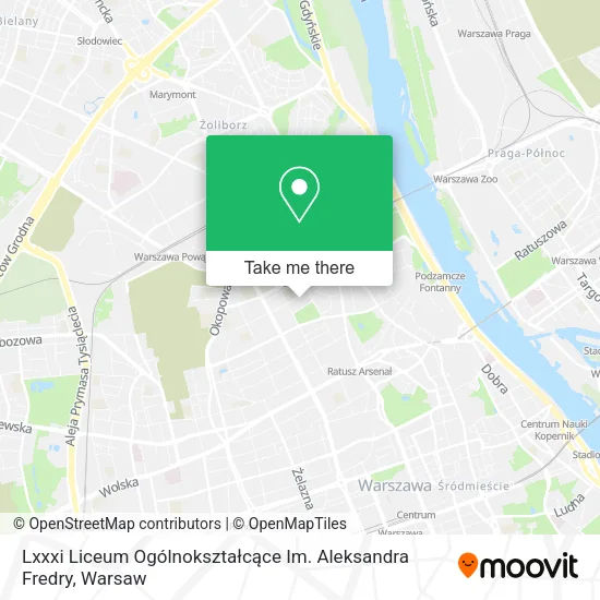 Lxxxi Liceum Ogólnokształcące Im. Aleksandra Fredry map