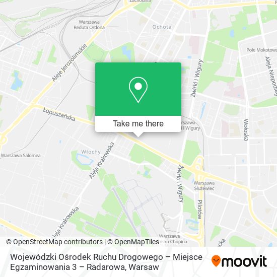 Wojewódzki Ośrodek Ruchu Drogowego – Miejsce Egzaminowania 3 – Radarowa map