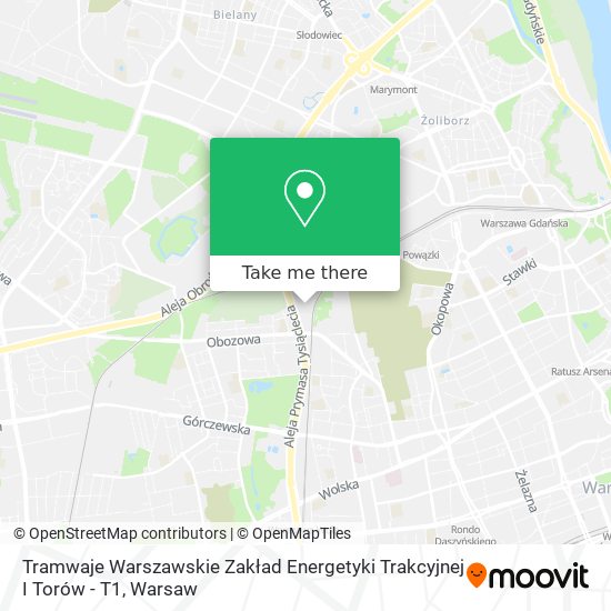 Карта Tramwaje Warszawskie Zakład Energetyki Trakcyjnej I Torów - T1