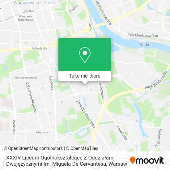 XXXIV Liceum Ogólnokształcące Z Oddziałami Dwujęzycznymi Im. Miguela De Cervantesa map
