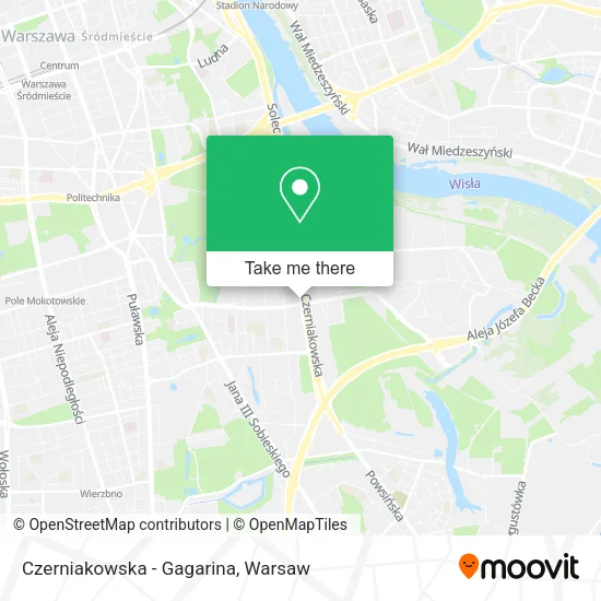 Czerniakowska - Gagarina map