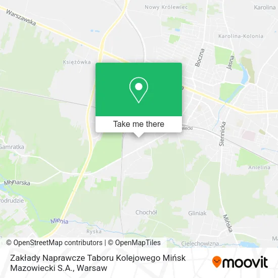 Карта Zakłady Naprawcze Taboru Kolejowego Mińsk Mazowiecki S.A.