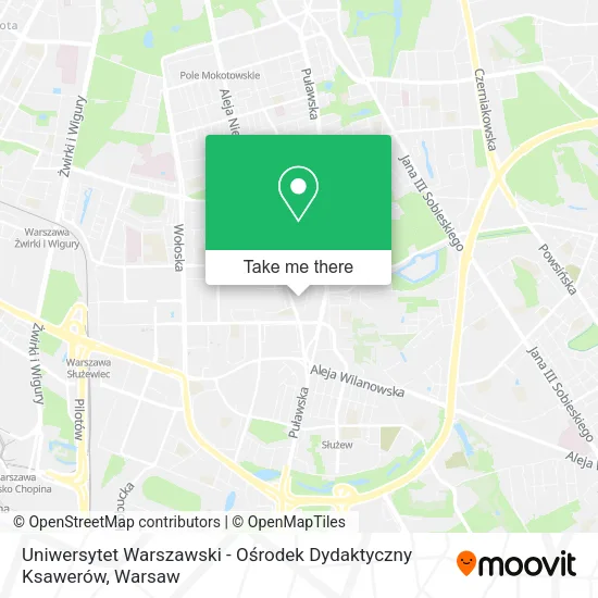 Карта Uniwersytet Warszawski - Ośrodek Dydaktyczny Ksawerów