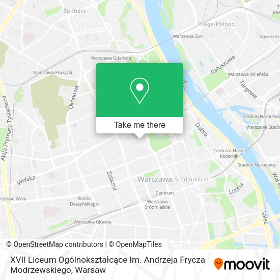 XVII Liceum Ogólnokształcące Im. Andrzeja Frycza Modrzewskiego map