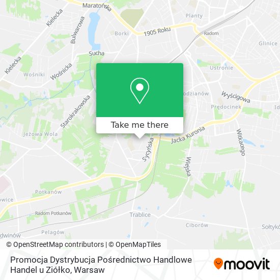 Promocja Dystrybucja Pośrednictwo Handlowe Handel u Ziółko map