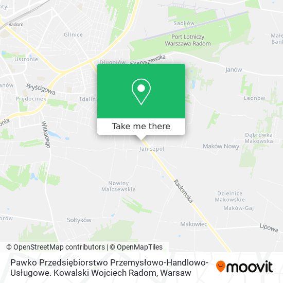 Pawko Przedsiębiorstwo Przemysłowo-Handlowo-Usługowe. Kowalski Wojciech Radom map