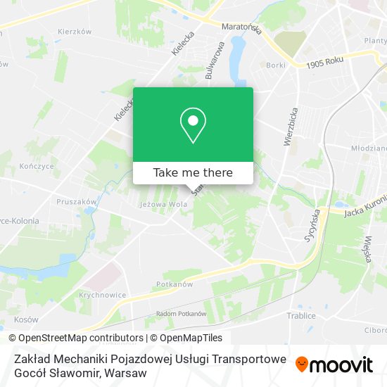 Zakład Mechaniki Pojazdowej Usługi Transportowe Gocół Sławomir map