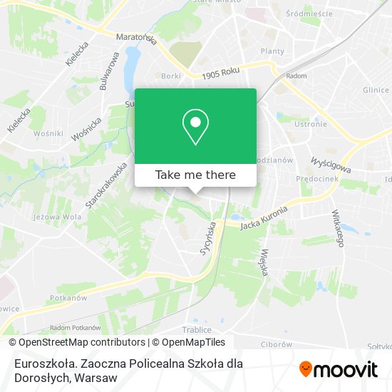 Euroszkoła. Zaoczna Policealna Szkoła dla Dorosłych map