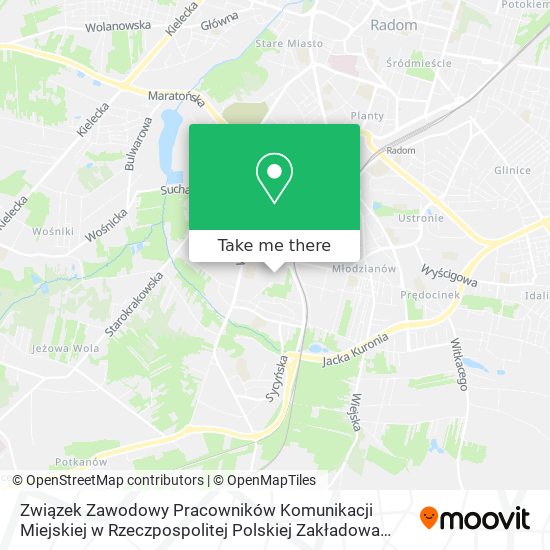 Związek Zawodowy Pracowników Komunikacji Miejskiej w Rzeczpospolitej Polskiej Zakładowa Organizacja map