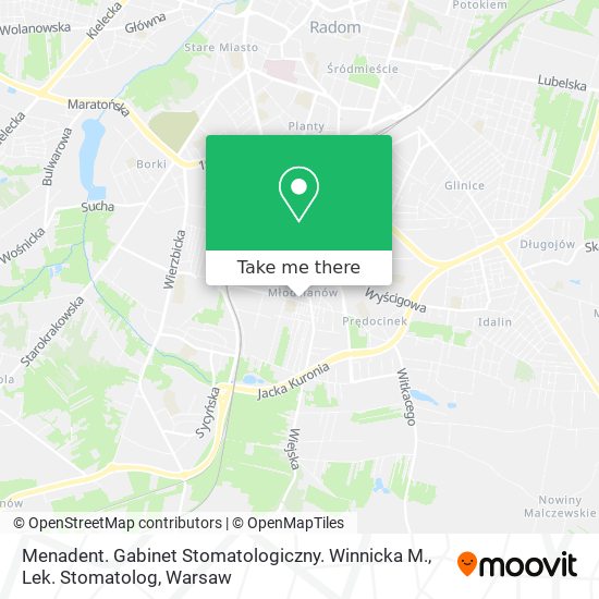 Menadent. Gabinet Stomatologiczny. Winnicka M., Lek. Stomatolog map