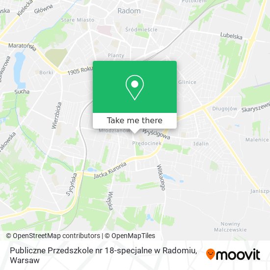 Publiczne Przedszkole nr 18-specjalne w Radomiu map