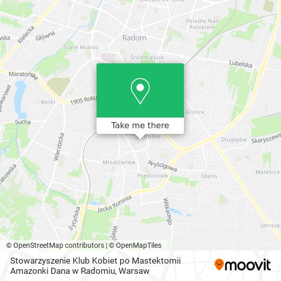 Stowarzyszenie Klub Kobiet po Mastektomii Amazonki Dana w Radomiu map